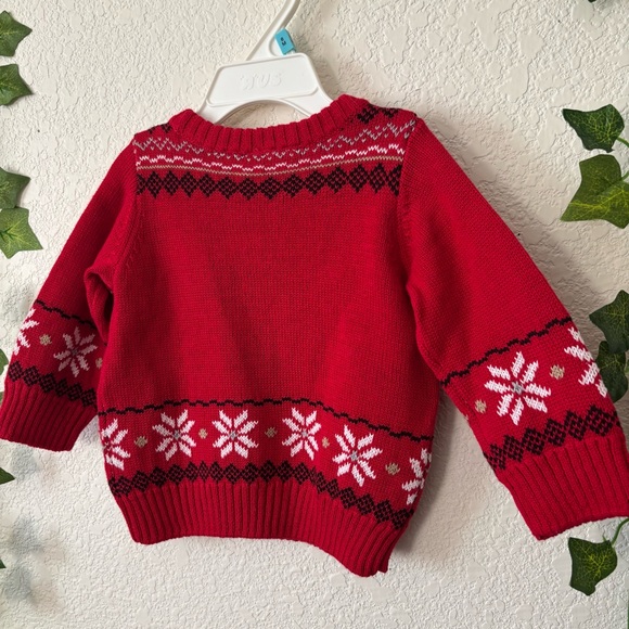 Koala Baby Red Christmas Holiday Reindeer Fair Isle Knit Sweater Size 6 Months - Picture 10 of 13